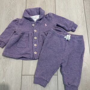 Ralph Lauren Matching Baby Set with Button-Up Sweater  and Pants Size 3 Months